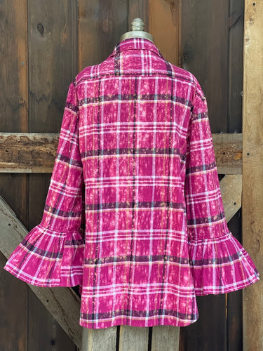 Flared Sleeve Flannel- MAGNOLIA
